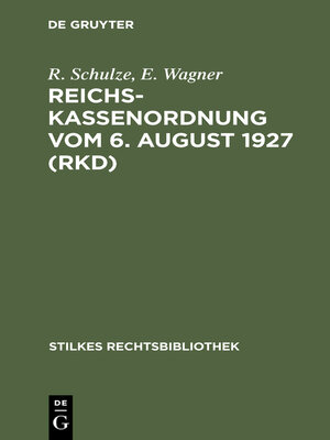 cover image of Reichskassenordnung vom 6. August 1927 (RKD)
